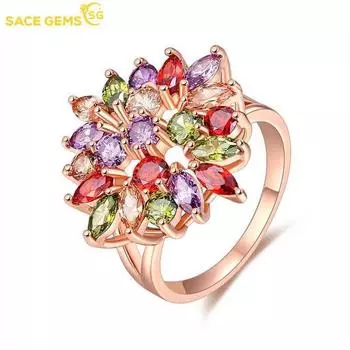 SACE GEMS классическое роскошное многоцветное кольцо с цирконом женские ювелирные изделия свадебный подарок для вечеринки 7 разноцветный