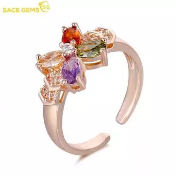 SACE GEMS классическое роскошное многоцветное кольцо с цирконом женские ювелирные изделия свадебный подарок для вечеринки open