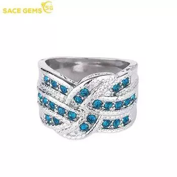 SACE GEMS классическое стильное индивидуальное медный сплав синий циркон женское кольцо женские украшения свадебное обещание вечерние подарок 6