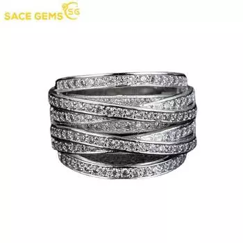 SACE GEMS классическое стильное индивидуальное медный сплав циркон многослойное женское кольцо в обертке женские украшения свадебное обещание вечерние подарок 6