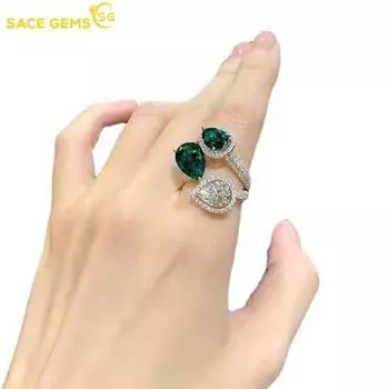 SACE GEMS классическое зеленое кольцо с цирконом женские ювелирные изделия свадебный подарок для вечеринки open зелёный