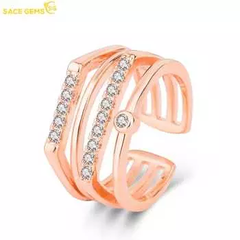 SACE GEMS Медный сплав Циркон Многослойное кольцо Женские украшения Свадебное обещание Вечеринка Подарок Открытый open