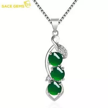 SACE GEMS Медный сплав Циркон женский кулон ожерелье модный подарок зелёный