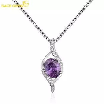 SACE GEMS медный сплав фиолетовый циркон женский кулон ожерелье модный подарок фиолетовый
