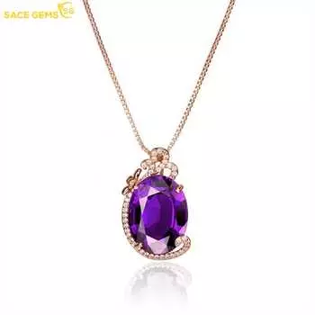 SACE GEMS медный сплав фиолетовый циркон женский кулон ожерелье модный подарок фиолетовый