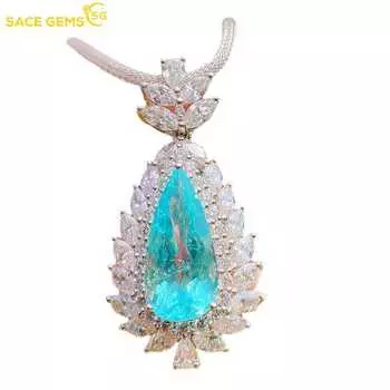 SACE GEMS медный сплав капли воды форма небесно-голубой циркон женское ожерелье кулон модный подарок синий