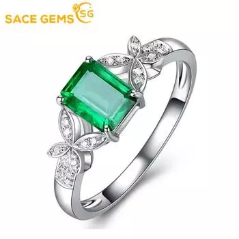 SACE GEMS Медный сплав с инкрустацией прямоугольным цирконом Бабушка Зеленая бабочка Женское кольцо Отверстия можно регулировать open зелёный