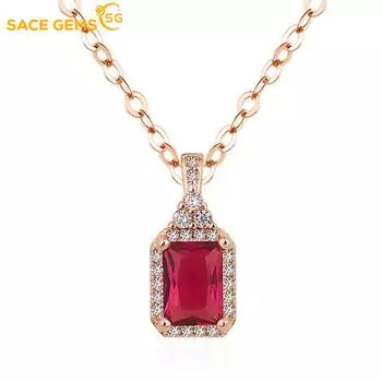 SACE GEMS Медный сплав женское ожерелье кулон красный циркон модный рождественский подарок красный