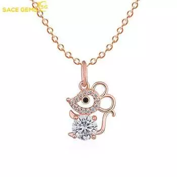 SACE GEMS, милая маленькая мышка, медный сплав, циркон, женское ожерелье с подвеской, модный подарок белого золота