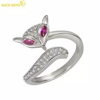 SACE GEMS модное медный сплав розово-красный циркон лиса указательный палец кольцо женские украшения свадебное обещание вечерние подарок open