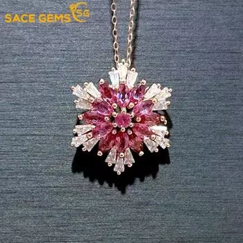 Sace Gems Ожерелье из стерлингового серебра 925 пробы с натуральным гранатом 2,5*5 мм для женщин, помолвка, коктейльная вечеринка, изысканное ювелирное украшение красный