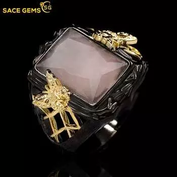 SACE GEMS Подвески Ювелирные изделия Благородный придворный стиль Обручальные кольца с турмалином Женские элегантные коктейльные кольца 6 чёрный