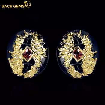 SACE GEMS преувеличенные ретро красные серьги с цирконом AAA для женщин, полые роскошные серьги-гвоздики, женские подарки на свадьбу и вечеринку чёрный