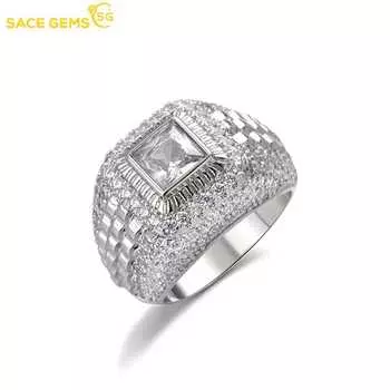 SACE GEMS Роскошное хип-хоп трендовое кольцо из медного сплава с цирконом для мужчин ювелирные изделия в подарок 6
