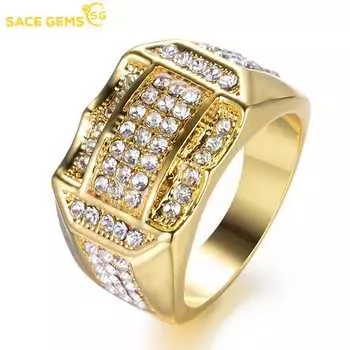 SACE GEMS Роскошное медное кольцо с цирконом, свадебное обручальное кольцо, мужские ювелирные изделия, подарок 8 золотой