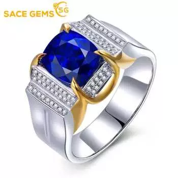 SACE GEMS Роскошное медное кольцо с цирконом на свадьбу и помолвку, мужское кольцо, ювелирное изделие, подарок Open синий