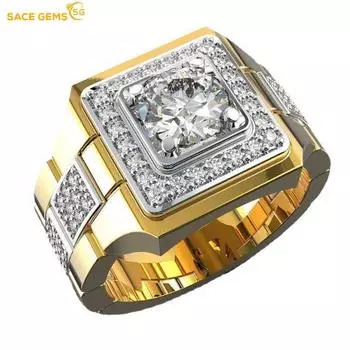 SACE GEMS Роскошный медный сплав Циркон Свадебное обручальное мужское кольцо Ювелирный подарок 7 золотой