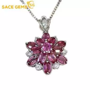 SACE GEMS S925 Сертифицированное серебро 3*5 мм с подвеской из натурального граната для женщин, помолвки, коктейльной вечеринки, ювелирных украшений красный