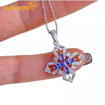 SACE GEMS S925 стерлингового серебра 2,5*5 мм натуральный танзанит кулон ожерелья для женщин помолвка коктейльная вечеринка изящные ювелирные изделия синий