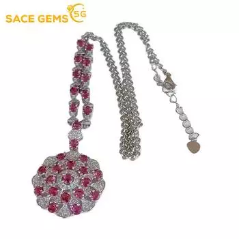 Sace Gems Сертифицированное ожерелье из стерлингового серебра 925 пробы с натуральным гранатом, 3 мм, для женщин, помолвки, коктейльной вечеринки, ювелирные украшения красный