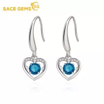 SACE GEMS Синие умные серьги в форме сердца, женские длинные умные серьги с цирконом, модные простые украшения. белый
