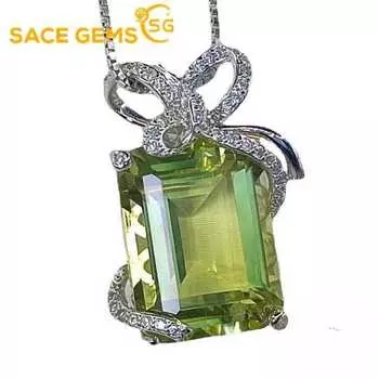 SACE GEMS Стерлинговое Серебро 925 пробы 12*16 мм Лимонный Кварц Ожерелье для Женщин Свадебная Вечеринка Изящные Ювелирные Изделия Подарки лимонно-желтый