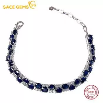 SACE GEMS стерлингового серебра 925 пробы 4*5 мм натуральный сапфир драгоценный камень браслеты для женщин помолвка коктейльная вечеринка изящные ювелирные изделия синий
