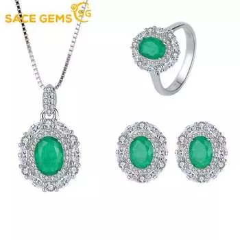 SACE GEMS Стерлингового Серебра 925 пробы Циркон Серьги-подвески Ожерелье Ювелирные наборы Подарки для свадебной вечеринки 5 красный