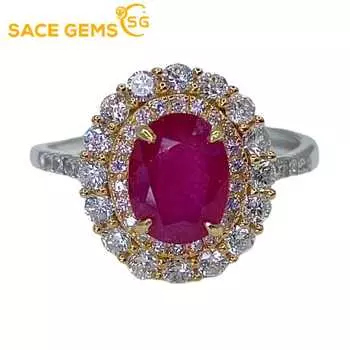SACE GEMS стерлингового серебра 925 пробы рубиновые кольца на палец для женщин свадьба ювелирные изделия подарок Open красный