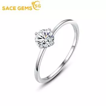 SACE GEMS Сверкающие настоящие обручальные кольца с муассанитом 0,5 карата для женщин Высочайшее качество 100% стерлингового серебра 925 пробы обручальные ювелирные украшения 6