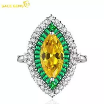 SACE GEMS винтажное роскошное желтое кольцо с цирконом для женщин, ювелирные изделия в придворном стиле, свадебное обещание, вечерние подарок open зелёный