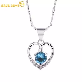 SACE GEMS женское ожерелье кулон медный сплав циркон модный подарок синий