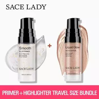 SACE LADY 2 шт. Праймер для лица и набор жидких хайлайтеров Shimmer Glow, увлажняющий набор для макияжа