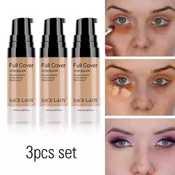 SACE LADY 3 шт. жидкий консилер для макияжа, полный охват, водонепроницаемый корректор, косметический чехол, круги под глазами, темные пятна
