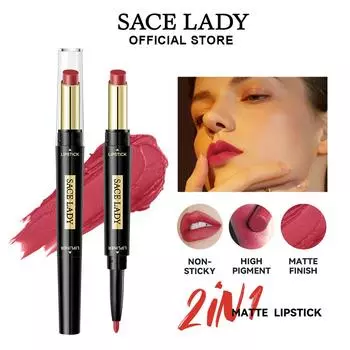 SACE LADY Duo Карандаш для губ, матовая высокопигментированная губная помада и подводка для губ, универсальная гладкая помада-карандаш, косметика для губ