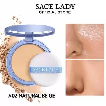 SACE LADY Водостойкая прессованная пудра с контролем жирности, непористая, гладкая, для макияжа лица, стойкая, 8 часов