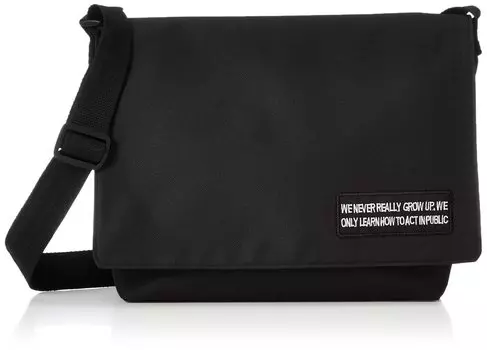 Sacoche Messenger bag with English letter bag [Fstyle] & 30-way patch, water-repellent 2-way чёрный