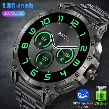 SACOSDING 1,85-дюймовый HD-экран, 760 мАч, большая батарея, светодиодный фонарик, Bluetooth-звонок, спортивный режим, всепогодный мониторинг здоровья, умные часы