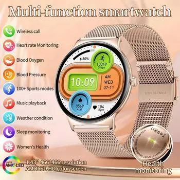 SACOSDING 2025 Новые женские умные часы с экраном Amoled, спортивные фитнес-часы, BT Call, цифровые умные часы, ультратонкие наручные часы для женщин