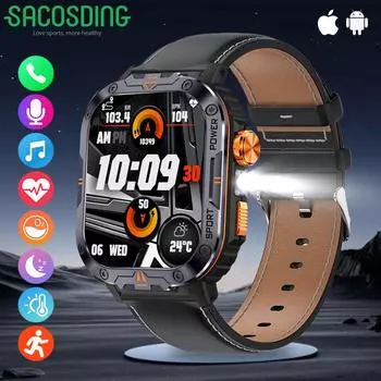 SACOSDING 400mAh Большая батарея мужские умные часы для мужчин со светодиодным фонариком часы спортивные фитнес водонепроницаемые умные часы монитор здоровья