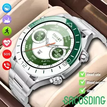 SACOSDING Bluetooth Смарт-часы с дистанционным управлением камерой AI Voice Bluetooth Calling Heart Rate GPS Track Men Smartwatch AMOLED