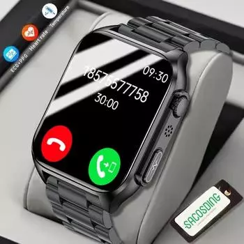 SACOSDING ECG+PPG Смарт-часы для мужчин Bluetooth-звонки Часы с пульсометром Кровяное давление Кислород в крови Здоровье Мониторинг сна Смарт-часы синий