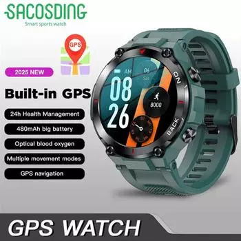 SACOSDING GPS Смарт-часы мужские HD-дисплей 480 мАч фитнес-браслет наручные часы 24H монитор сердечного ритма трекер IP68 Смарт-часы