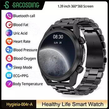 SACOSDING ЭКГ+ППГ артериальное давление температура мониторинг здоровья SOS Bluetooth вызов мужчины женщины спорт фитнес-трекер умные часы красный