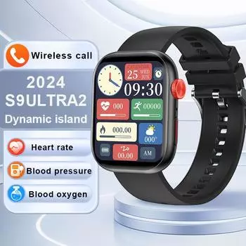 SACOSDING Новые S9 Ultra Bluetooth Звонок Смарт-часы Артериальное давление Частота сердечных сокращений Мониторинг здоровья Мужчины Женщины Спортивные Смарт-часы Для IOS серебряный