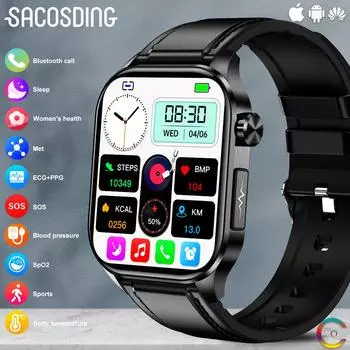 SACOSDING Новые смарт-часы ЭКГ для мужчин и женщин Bluetooth-вызов голосовой помощник артериальное давление кислород в крови спортивный трекер упражнений смарт-часы