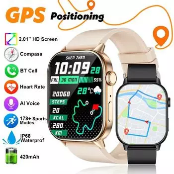 SACOSDING Новые смарт-часы с GPS-позиционированием, водонепроницаемые, для активного отдыха, фитнес-трекер, измерение уровня кислорода в крови, мониторинг сна, компас, 170+ спортивных режимов, часы