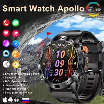 SACOSDING новые умные часы с Bluetooth для вызова, музыка, погода, 1,43 дюйма, пульс, кровяное давление, кислород, мультиспортивные умные часы