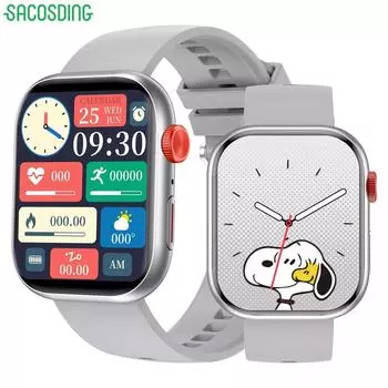 SACOSDING Новый голосовой помощник Bluetooth 2,01-дюймовый HD Amoled экран артериальное давление кислород в крови мониторинг здоровья мужчины женщины умные часы чёрный