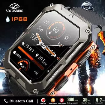 SACOSDING Смарт-часы для мужчин Bluetooth вызов кровяное давление водостойкие умные часы уличные браслеты мужские для Android ios